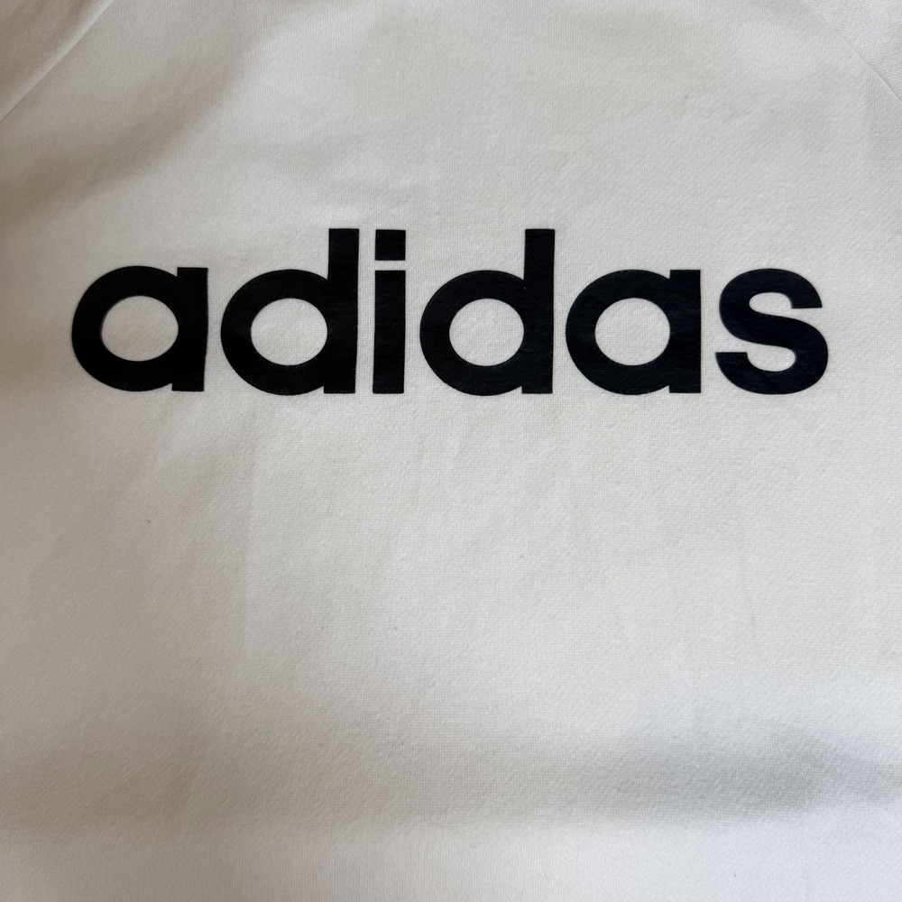 Adidas Hoodie Unisex Small White Fleece Lined Logo 3 Stripes Pullover Athleisure